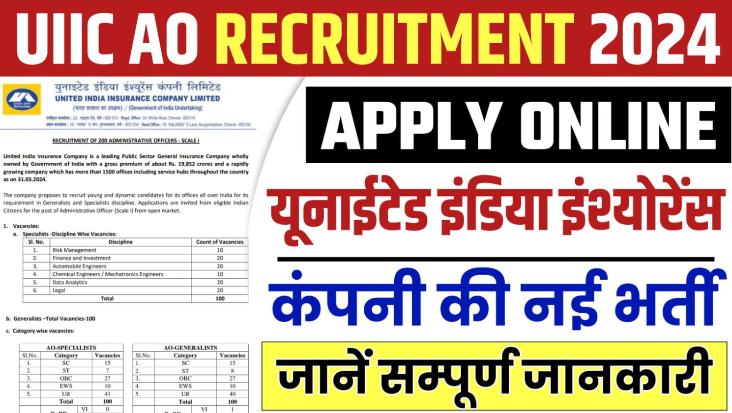 UIIC AO Recruitment Online Form 2024-25